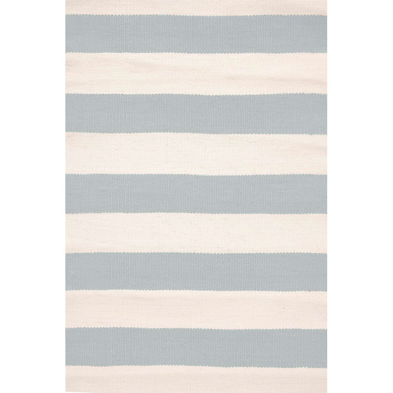 Dash and Albert Rugs Catamaran Striped Handmade Dhurrie Indoor / Outdoor Area Rug in Light Blue